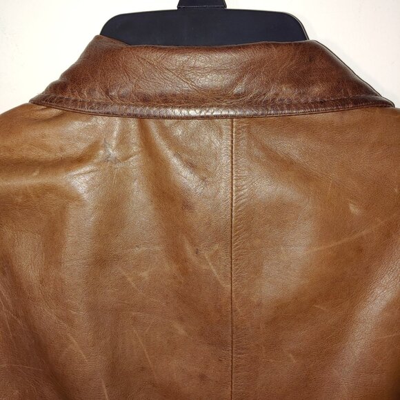 Eddie Bauer 100% Genuine Lamb  Distressed Leather Jacket Size L Brown - Picture 12 of 12